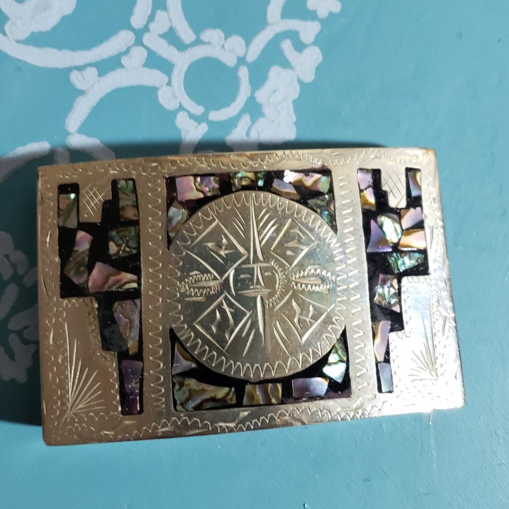 Silver and Mother of Pearl Handmade Belt Buckle